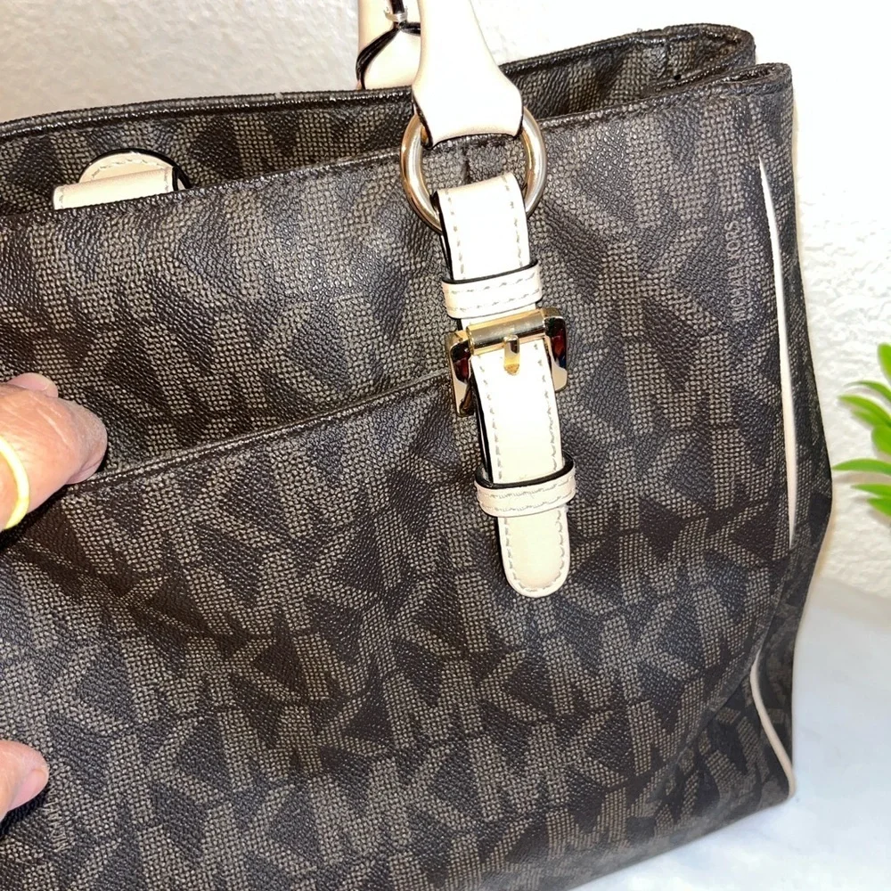 Michael Kors Dark Brown and Tan Logo Tote